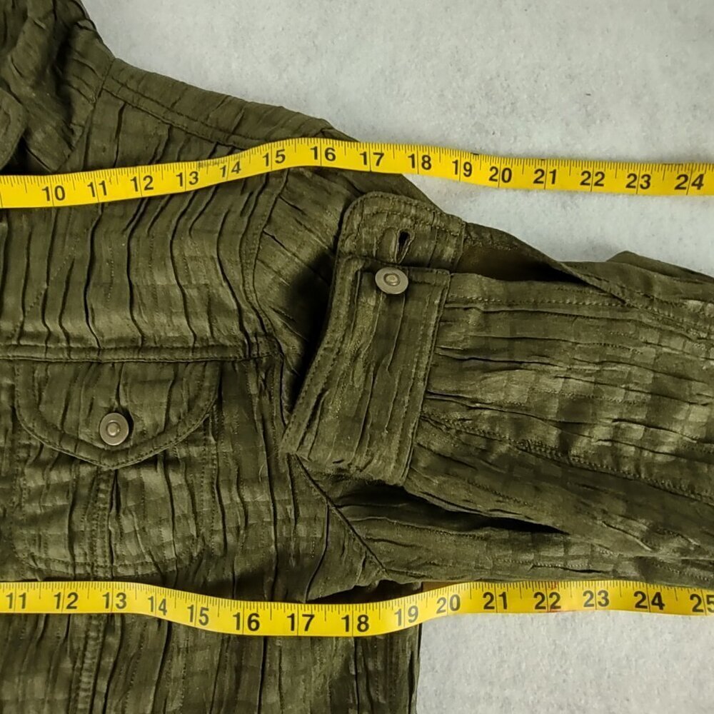 Ruby Rd. Women's Olive Green Crinkle Textured Lightweight Jacket - Size 12 - Picture 9 of 13